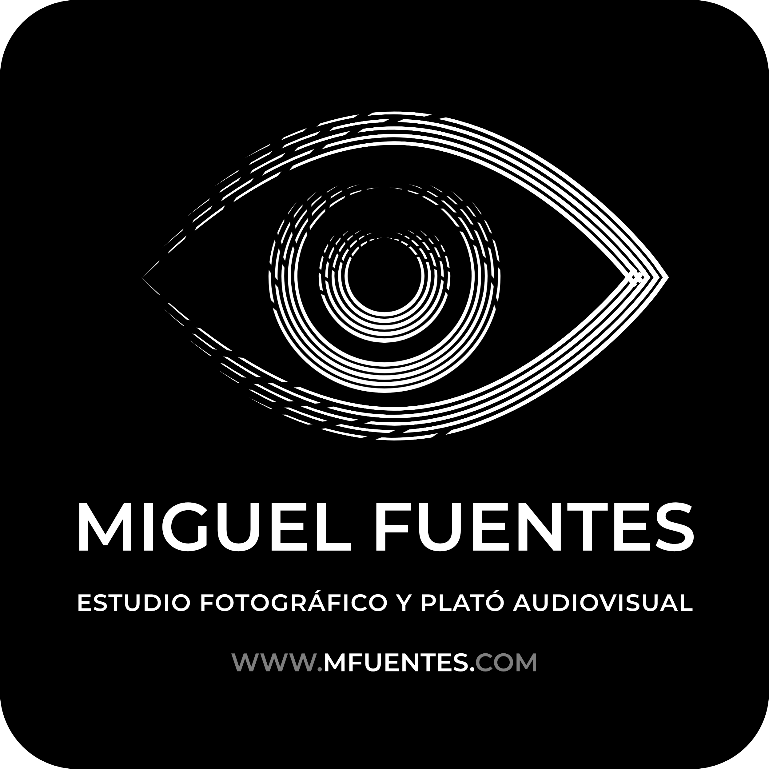 Diseño del logotipo y página web de Miguel Fuentes, estudio fotográfico y Plató Audiovisual en Zaragoza de LCS Audiovisual, servicios de Diseño Gráfico y Web LCS Audiovisual